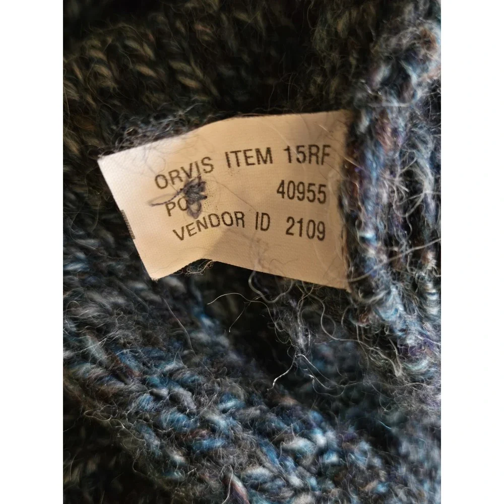 Orvis Women's Wool Blend Blue Sweater Size Large‎ Thick Collar Long Sleeve